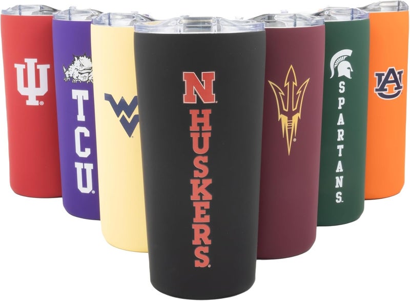 Decorvo Officially Licensed Collegiate Stainless Steel Tumbler - Double Walled Insulated Travel Tumbler with Slide Lid - 18 oz (Nebraska Logo - Black) - Image 1